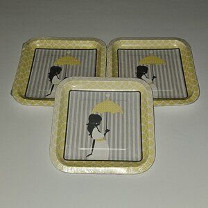 NEW 3 Pk Yellow Square Maternity Baby Shower Party Plates Unisex Boy Girl 8/pack